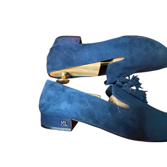 Karl Lagerfeld Paris Navy Blue Suede Tassel Loafers sz 9 - Picture 6 of 13